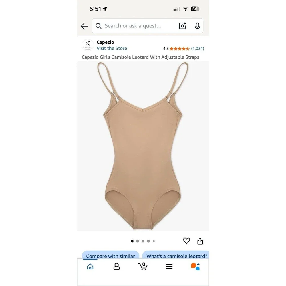New Capezio Girls Camisole Leotard Size Small Color Nude L25
